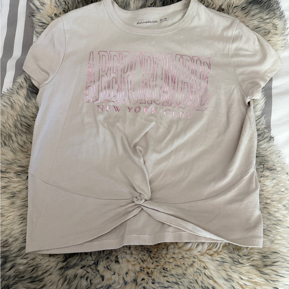 Abercrombie Kids Cream & Light Pink Graphic Tee